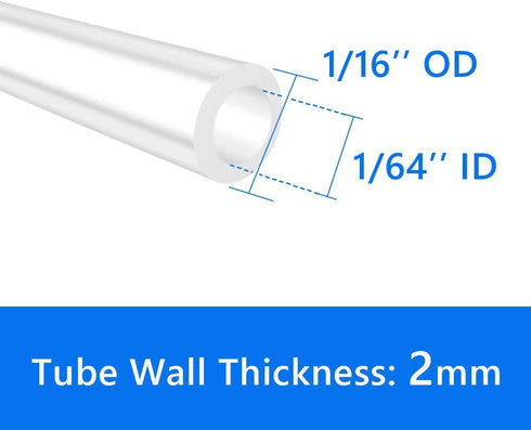 1/64" 1/16" Aquaponics(9.84 Quickun Silicone Tubing, ID x OD High Temp Food Grade Tube Pure Silicone Hose Line Tube