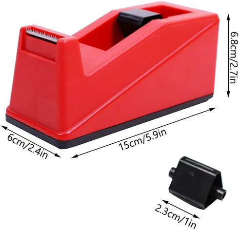 Classic Desktop Tape Dispenser,1 in Core,Non-Skid Base - with 1 Premium Rolls Invisible Clear Tape, Perfect for Office, Home, School (Red)