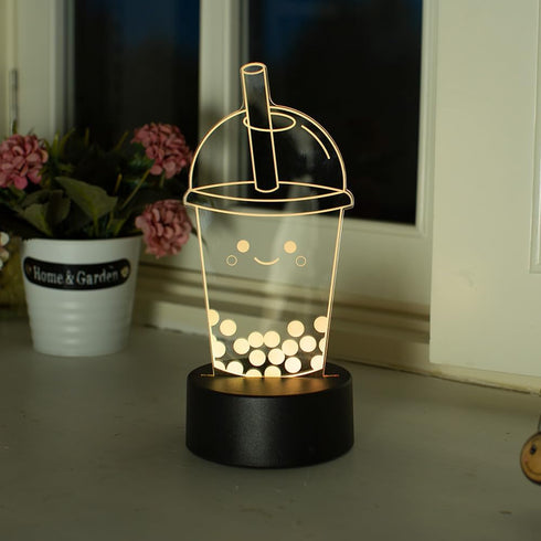 EXIGENT 3D Boba Bubble Milk Tea Acrylic LED Lamp Night Light Flashing Cool (BobaLamp)