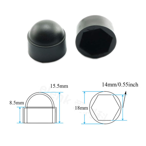 Meuey Lyot M8x14 mm-30PCS -Bolt Nut Protection Cap Black Hex Head Nylon Bolt nut Protective Cover