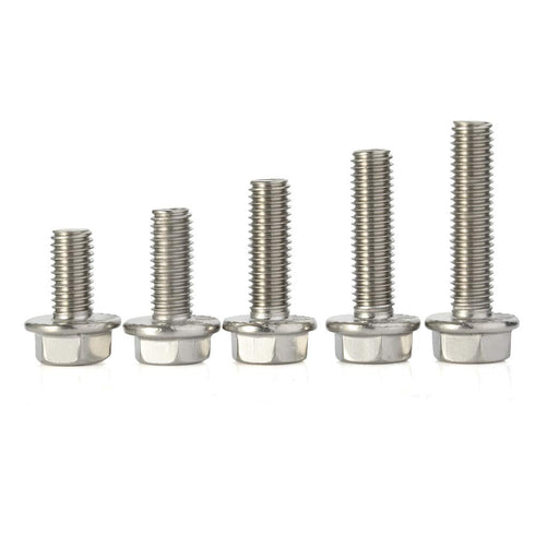 M8 x 10mm Flanged Hex Head Bolts - Stainless Steel 304, DIN 6921, 20 PCS