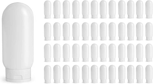 48 Count 2 Ounce White Plastic Tube Bottles with Snap Caps, Empty Refillable Cosmetic Containers for Facial Cleanser,