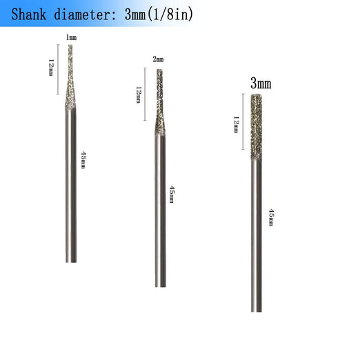 ?????? ???? 30 Pcs Needle Shape Diamond Burr Set for Rotary Tools, 1/8'' Shank for Stone Carving (Size: 1mm-3mm)