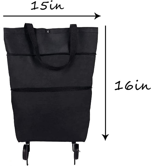 aotekar 2 1 in Foldable Shopping Cart, Collapsible Two-Stage Zipper Grocery Cart with Wheels Shopping Bag