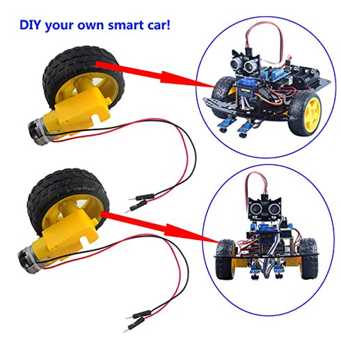 2pcs DC3-6V TT Motor: 1:48 Reduction Ratio Gearbox with Hookup Wires for Robotics DIY