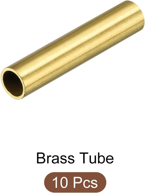 Brass Tube (6mm OD x 0.5mm Wall x 30mm L) 10Pcs, Craft Tubing for Home Decoration and DIY Handicraft