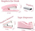 Pink Office Supplies Accessories, Stapler and Tape Dispenser Set for Women, Office Gift for Coworkers