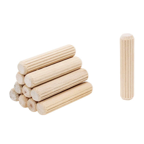 100 Pack 5/16" x 1-1/2" Wood Dowel Pins, Straight Grooved Pins for Furniture & Dowel Jig