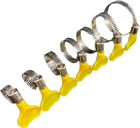 15-Pack Mixed Pack Yellow Stainless Steel Hose Clamps, Adjustable Thumb Screw Key Type Clamps for Plumbing