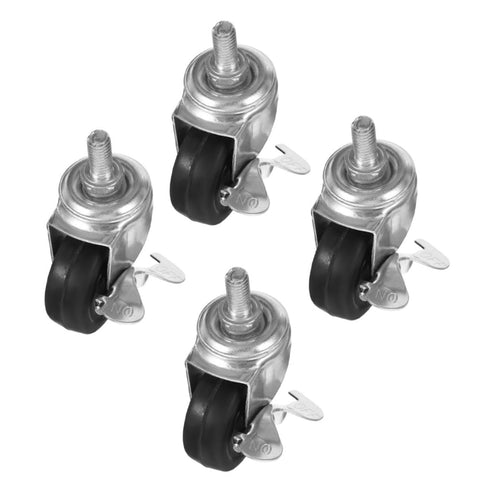 4Pcs Caster Wheels with Brakes Threaded Stem Swivel Cart Wheels for Home