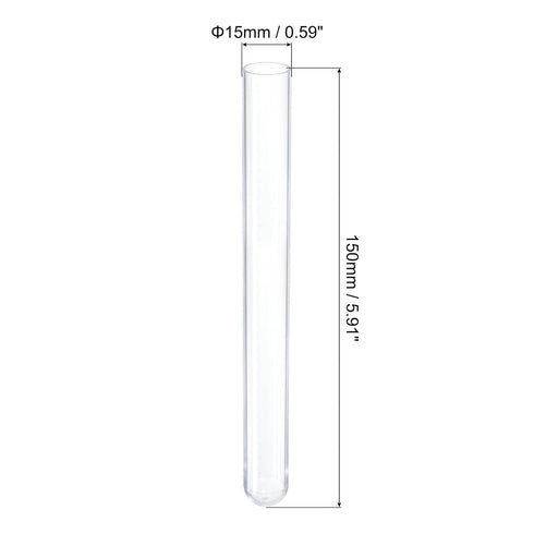 PATIKIL 13ml Plastic Test Tubes with Cork Stoppers, 5Pcs 150x15mm Tubes for Scientific Party Decoration Candy Bead Storage Bath Salt Lab Use, Clear