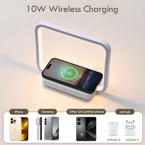 SMARTERIOR 10W 3-Level 180 Besides Lamp with Wireless Charging, Table Lamp Touch Control with Fast Charger, Nightstand
