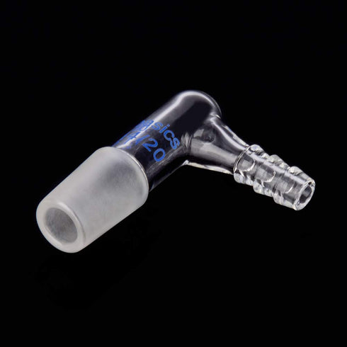 Glass 90 Degree Vacuum/Gas Adapter, Borosilicate Glass Bent Inlet with 14/20 Inner Joint for Lab Supply