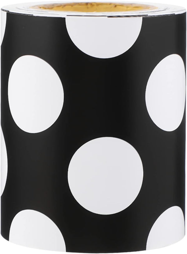 Ciieeo Work Desk Decor, 5M Black and White Dot Bulletin Board Borders for Wall Art Decor