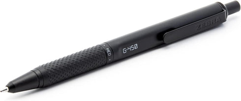 Zebra Pen G-450 Retractable Gel Pen, Black Brass Barrel, Medium Point, Black Ink, 2-Pack