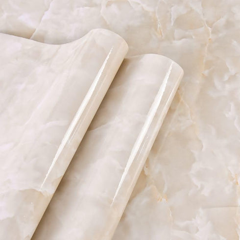 Yancorp 16"x120" Cream White Contact Paper, Removable Wallpaper Peel and Stick for Waterproof Marble Countertops,