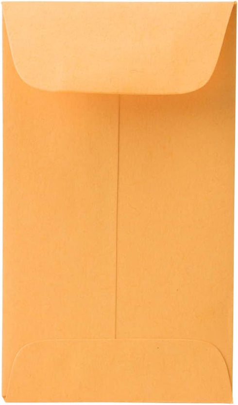JAM PAPER #3 Coin Business Colored Envelopes, 50/Pack, 2 1/2 x 4 1/4 Brown Kraft Manila