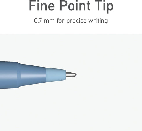 Pentonic Ballpoint Pens, 10 Count, Frosted Pale Blue Barrel, 0.7 mm Fine Point for Journaling & Note Taking