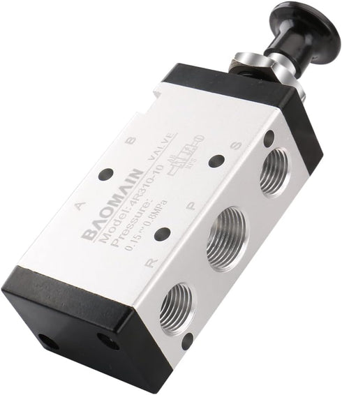 Baomain Hand Pull Valve, 2 Position 5 Way G3/8 Air Hand Lever Operated Valve, Manual Control Push-Pull