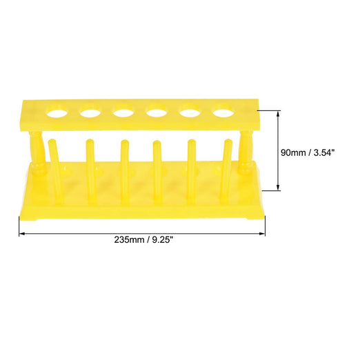 uxcell Test Tube Holder Rack, 6 Wells, 6 Pins for 18-21mm Tubes (Yellow, 2Pcs)