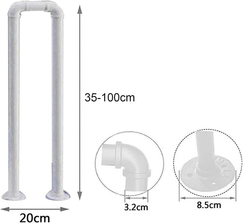 PAUANI Guardrail(White,35cm) Industrial U-Shaped Stair Handrail - Safety Transitional Step Non-Slip Stairs Railing