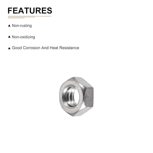DTGN 3/16-24(UNC) 20Pack 304 Hex Nuts - - Good for Home Garage Repair - Stainless Steel Hexagonal Nuts - Silver Tone