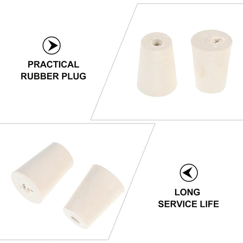 Hemobllo Rubber Stoppers, Drilled Rubber Stopper for Glass Bottle, Flask Stopper for Experiment (15Pcs)
