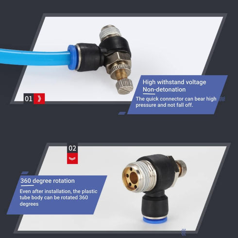20Pcs OD 4mm Tube M5 Push to Connect Fittings - Pneumatic Air Flow Speed Control Valve