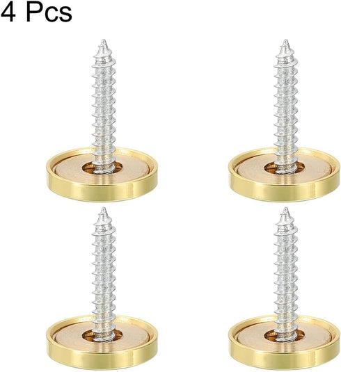 uxcell Decorative Caps for Mirror Screws - Polished Gold 18mm, 4pcs Cover Nails