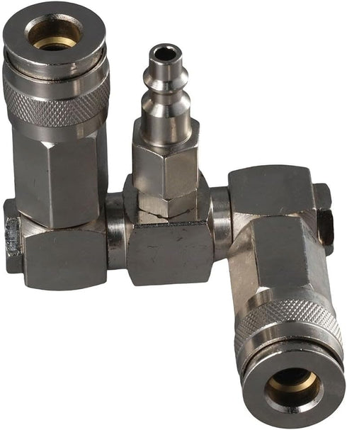 2 Way Air Hose Splitter: 3 in 1 Quick Connect Swivel 360 Air Connector for Pneumatic Tools