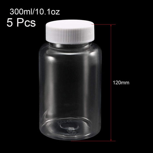uxcell Plastic Lab Chemical Reagent Bottle 300ml/10.1oz Wide Mouth Sample Sealing Liquid Storage Container 5pcs by uxcell