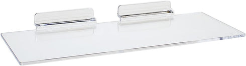 10-Inch (1 Pack, Source One Wide Acrylic Slot Wall/Slatwall Shelf Rack for Shoes, Purses, Figurines Clear Small)