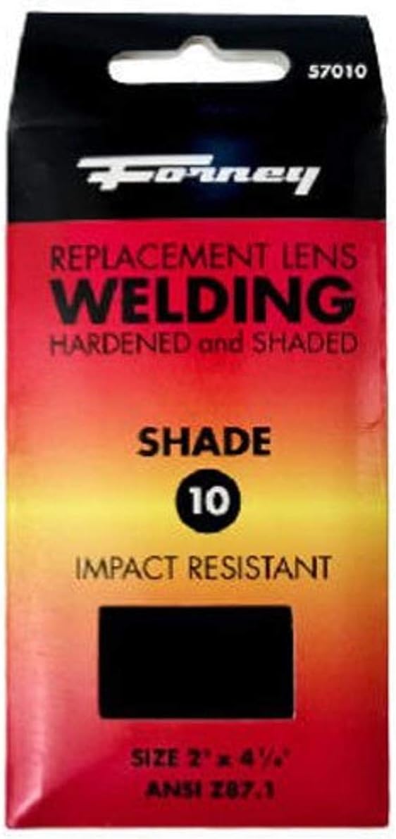 Forney 57010 Lens Replacement, Shade-10 Hardened Glass, 4-1/4-Inch-by-2-Inch, Black