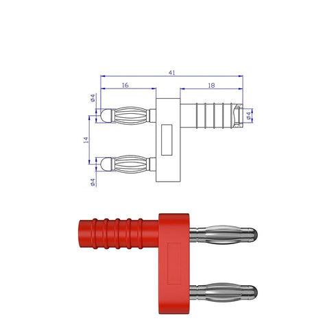 Qingdinu 16 4MM 2 1 14MM Socket(5 PCS Banana Plug Connector Short Circuit Jumper Revolution Mother Spacing red)