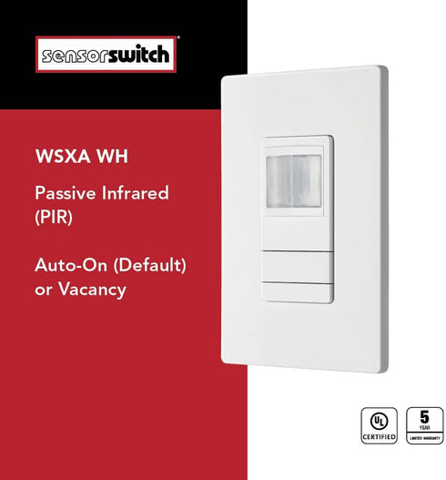 Lithonia Lighting SensorSwitch Wall Mount Motion Sensor Switch, Passive Infrared Wall Switch and Occupancy Sensor, WSXA