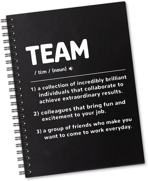 Team Definition Spiral Notebook - 160 Blank Pages, Funny Team Work Gift for Coworkers, New Job Appreciation