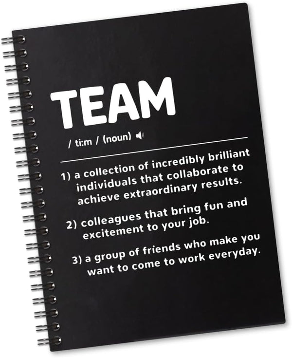 Team Definition Spiral Notebook - 160 Blank Pages, Funny Team Work Gift for Coworkers, New Job Appreciation