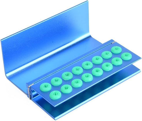 3Pcs Lab Bur Holder Block Aluminum Autoclavable Box Burs Storage Case 16 Holes Bur Holders with Sillicon Cover Blue