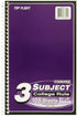 Top Flight Standards 3-Subject Wirebound Notebook, 108 Sheets, College Rule, 9.5 x 6 Inches, Cover Color May Vary