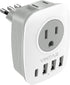 Italy Travel Plug Adapter, VINTAR US to Italy Power Adapter with 2 American Outlets, 3 USB and 1 USB-C