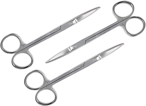 Iris Micro Dissecting Lab Sharp Scissors, 4.5" Fine Point Straight, Stainless Steel (Pack of 3)