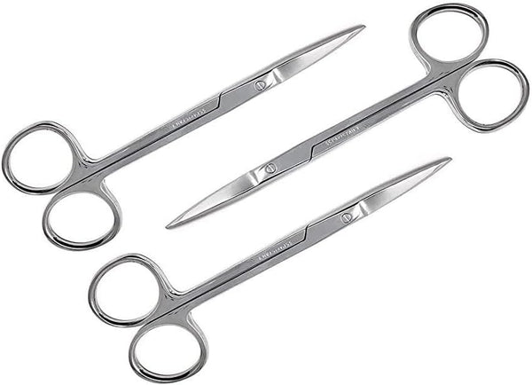 Iris Micro Dissecting Lab Sharp Scissors, 4.5" Fine Point Straight, Stainless Steel (Pack of 3)