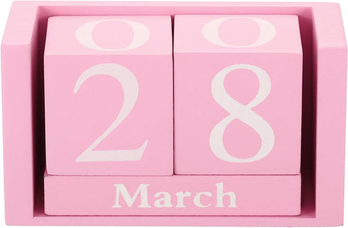 YOKIVE Wooden Block Perpetual Calendar for Desk, Wood Month Date Display Block,