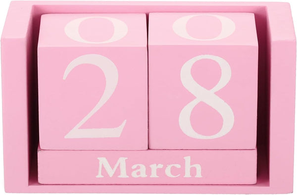 YOKIVE Wooden Block Perpetual Calendar for Desk, Wood Month Date Display Block,
