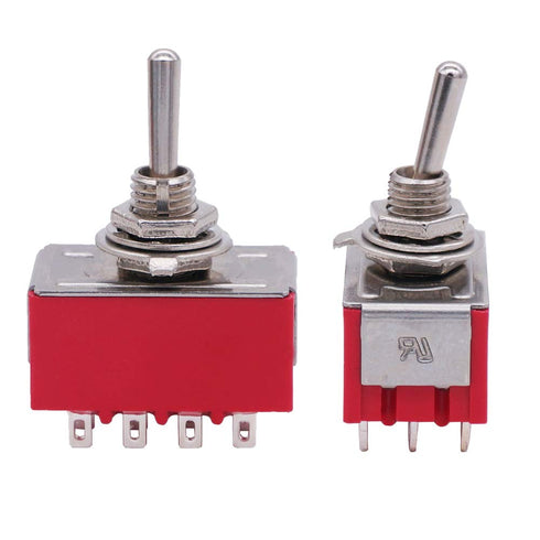 Twidec 2Pcs Mini Toggle Switch 4PDT 3 Position 12 Pins ON/Off/ON Miniature Switch with Waterproof Cap