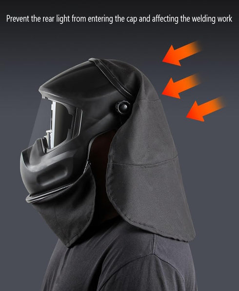 YCD 2 Set Piece Welding Helmet FR Cotton Front Bib & Rear Extended Hood with Press-In Seal, Full Protection, Fits Most