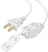 ETL Certified 2-Pack SPT2 16AWG 2 Prong Power Extension Cord, 13 Amp 1625 Watts, VSEER Polarized 3 Outlets with Safety Cap Protect for Home Office, White (6 Feet)