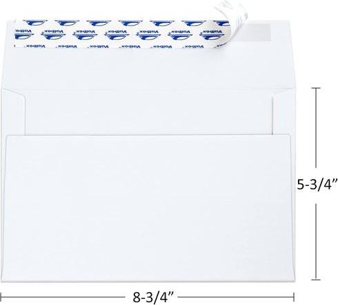 ValBox A9 Self Seal Invitation Envelopes, 250 Qty 5-3/4 x 8-3/4" White for Wedding, Baby Shower, Announcements