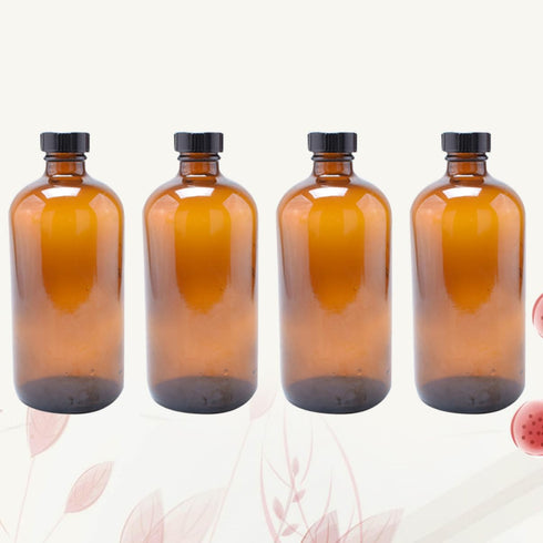 4pcs KICHOUSE Round Glass Bottles Cap Reusable Glass Bottles for Candle Jars Mouthwash Dispenser