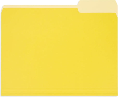 Blue Summit File Folders, Letter Size, Yellow Two-Tone, 1/3 Tab, 100 Pack